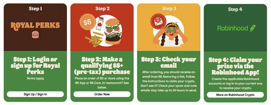 DROPIDEA | دروب ايديا - Burger King announced its partnership with Robinhood to distribute cryptocurrencies