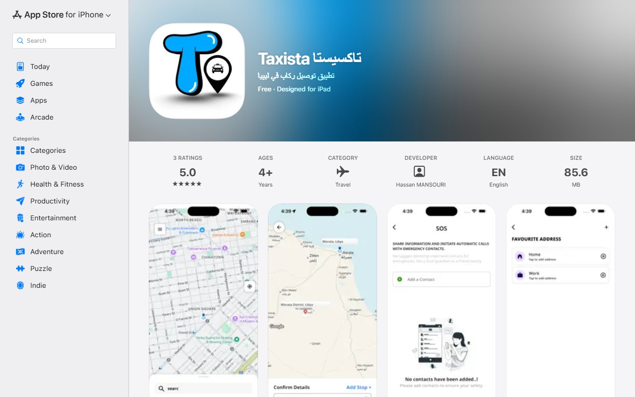 تطبيق تاكسيستا - iOS